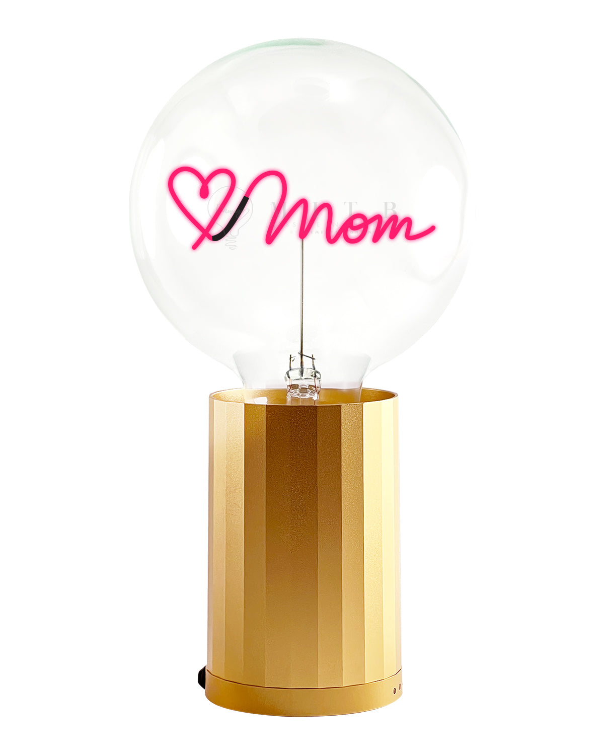 Bulb LOVE MOM Red with Base Table Lamp PORTABLE Black