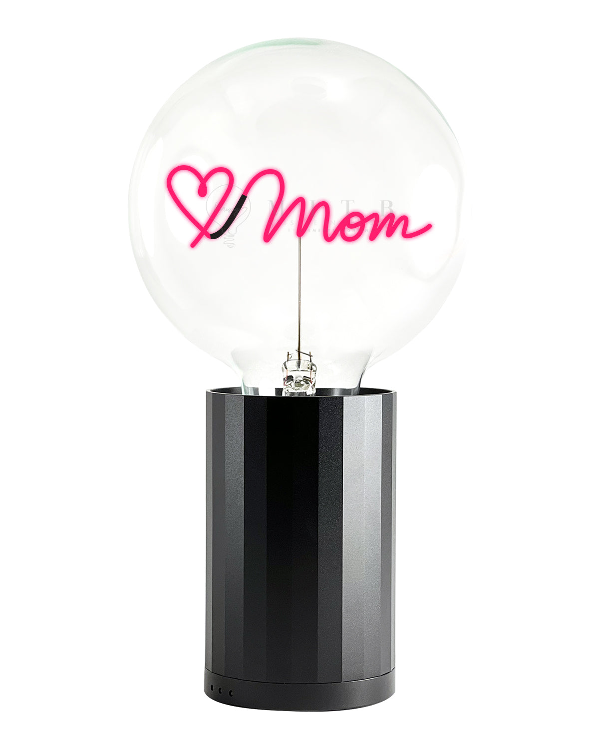 Bulb LOVE MOM Red with Base Table Lamp PORTABLE Black