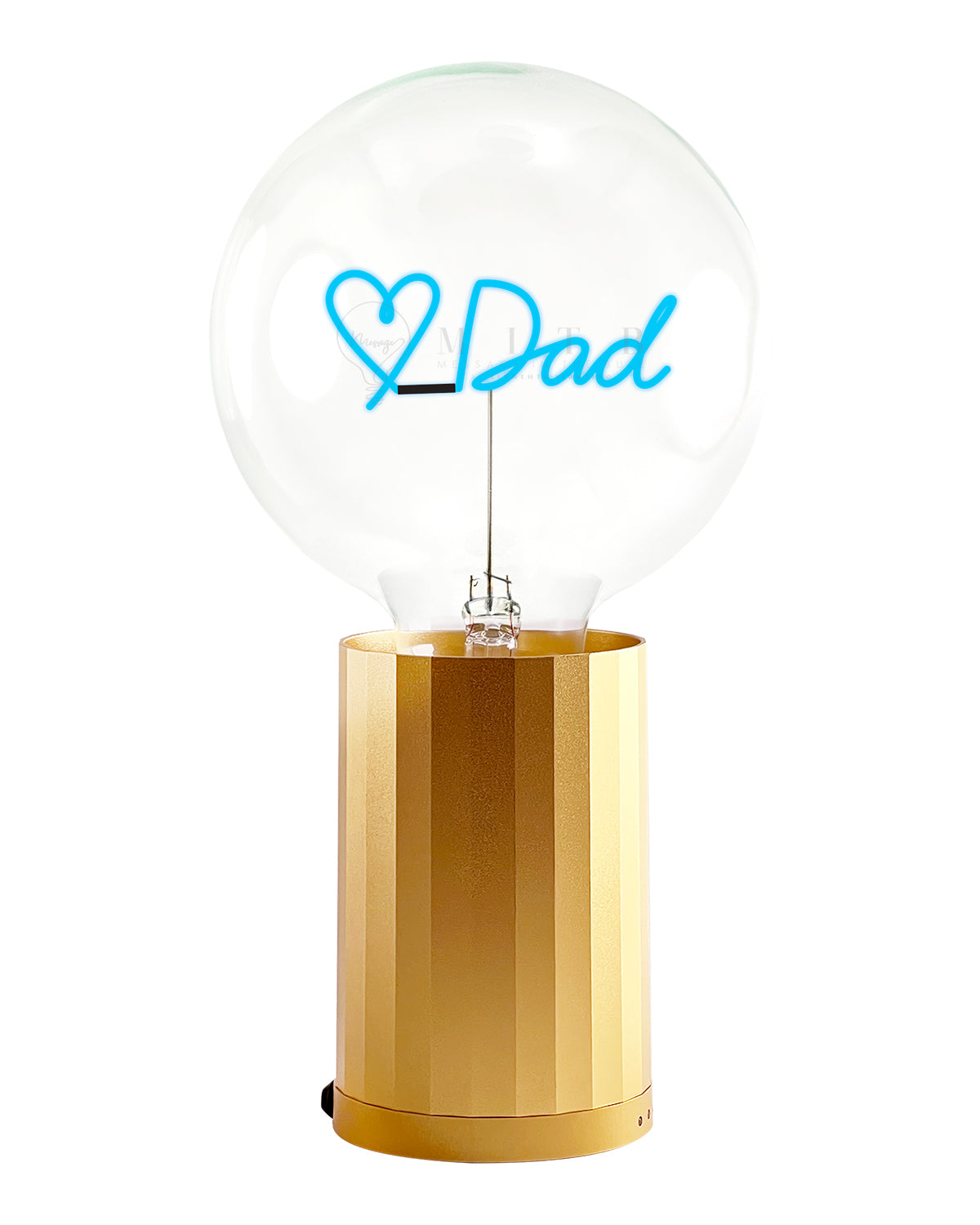 Bulb LOVE DAD Blue with Base Table Lamp PORTABLE Rose Gold