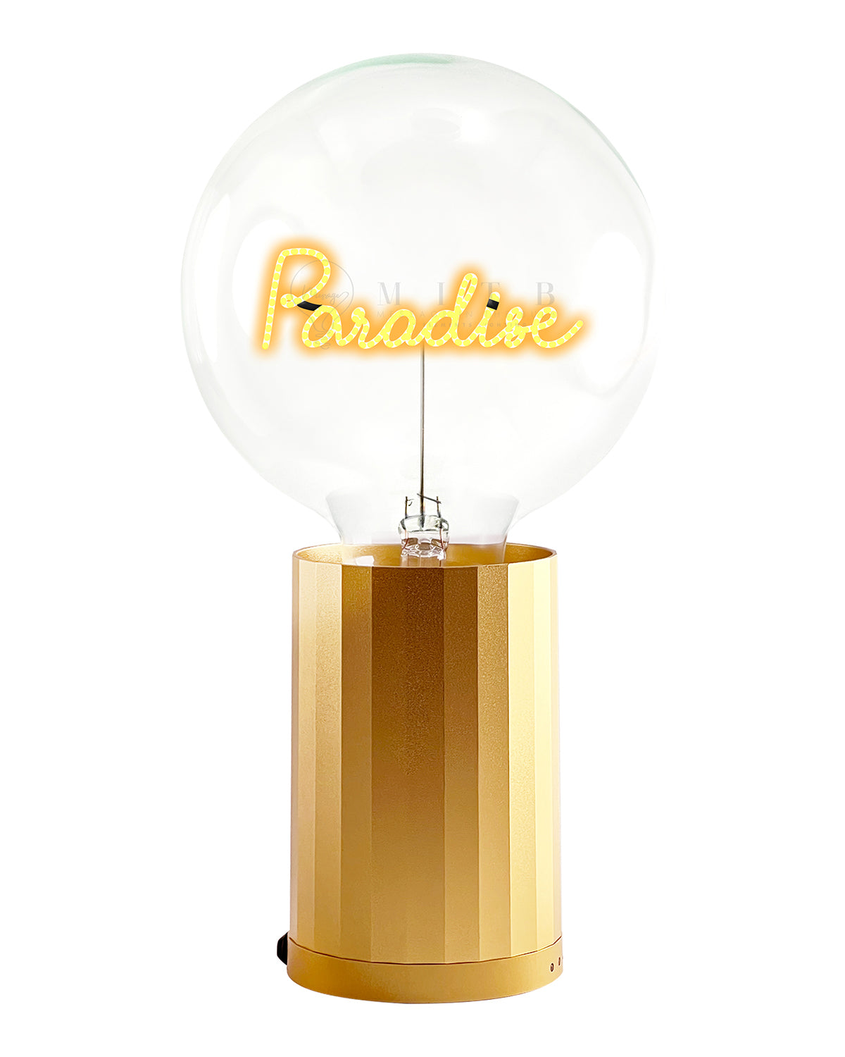 Bulb PARADISE Amber with Base Table Lamp PORTABLE Black