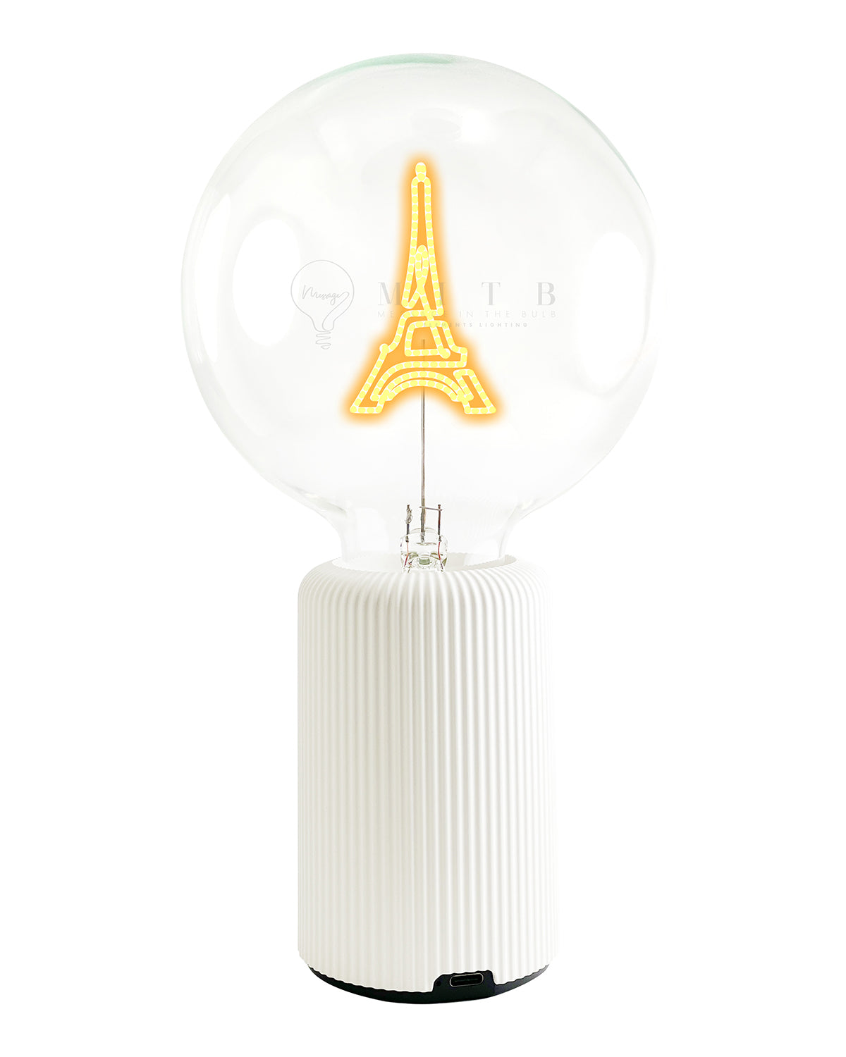 Bulb EIFFEL TOWER Amber with Base Table Lamp PORTABLE Pop Nomad White