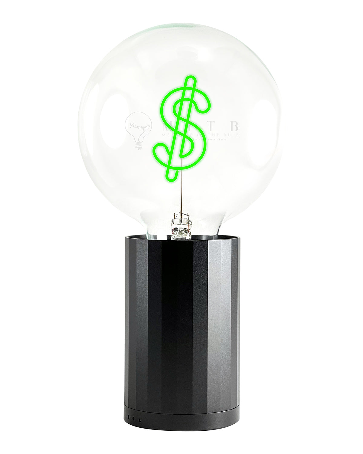 Bulb DOLLAR Green with Base Table Lamp PORTABLE Black