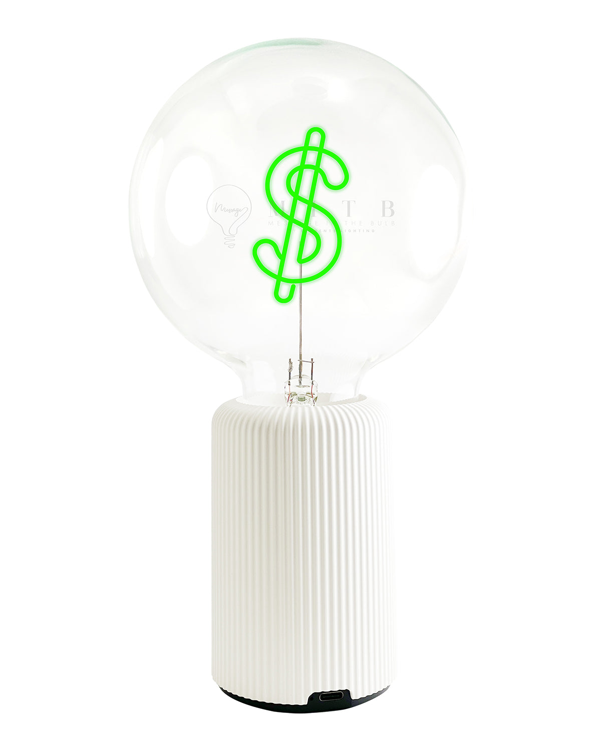 Bulb DOLLAR Green with Base Table Lamp PORTABLE Pop Nomad Yellow