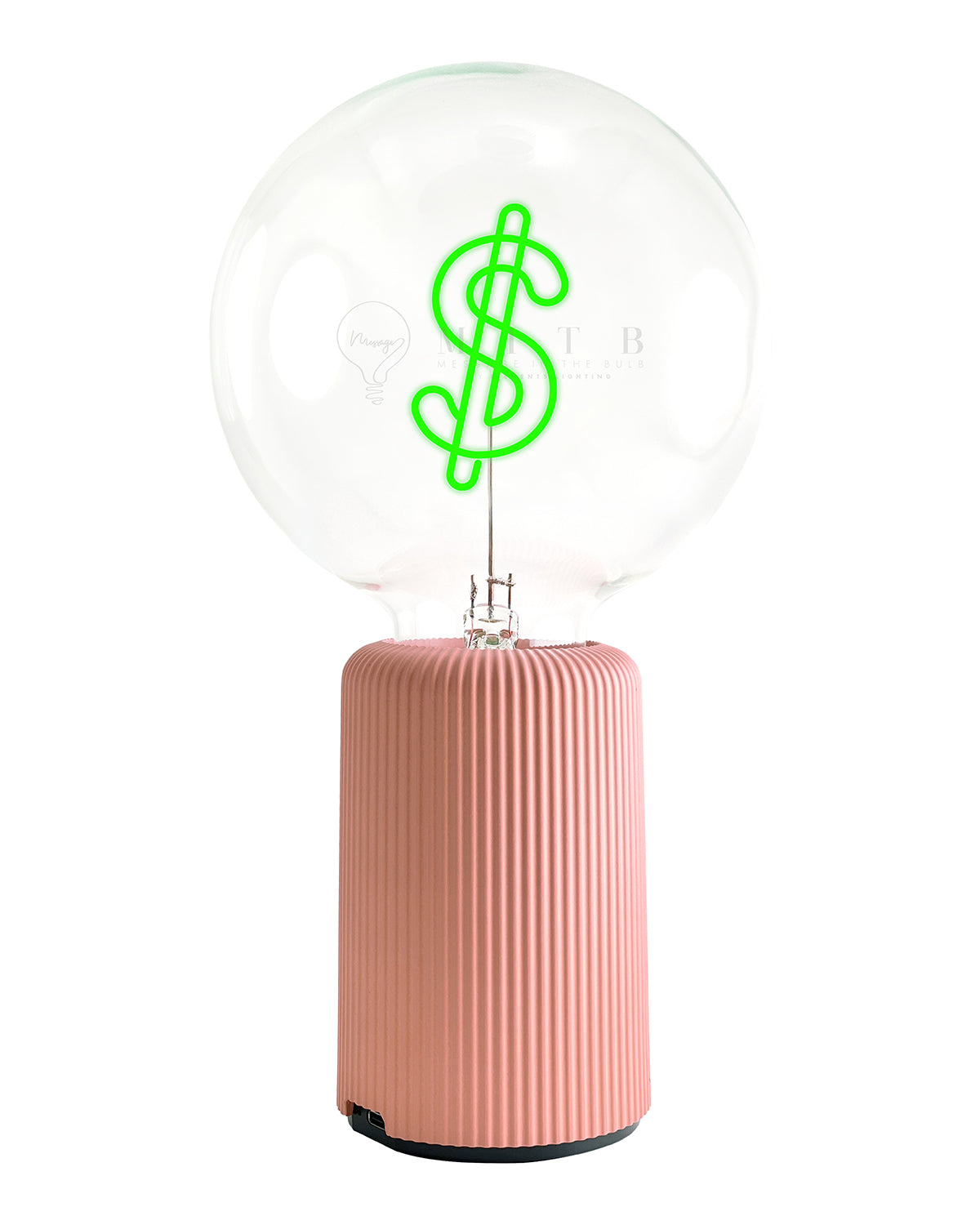 Bulb DOLLAR Green with Base Table Lamp PORTABLE Pop Nomad White