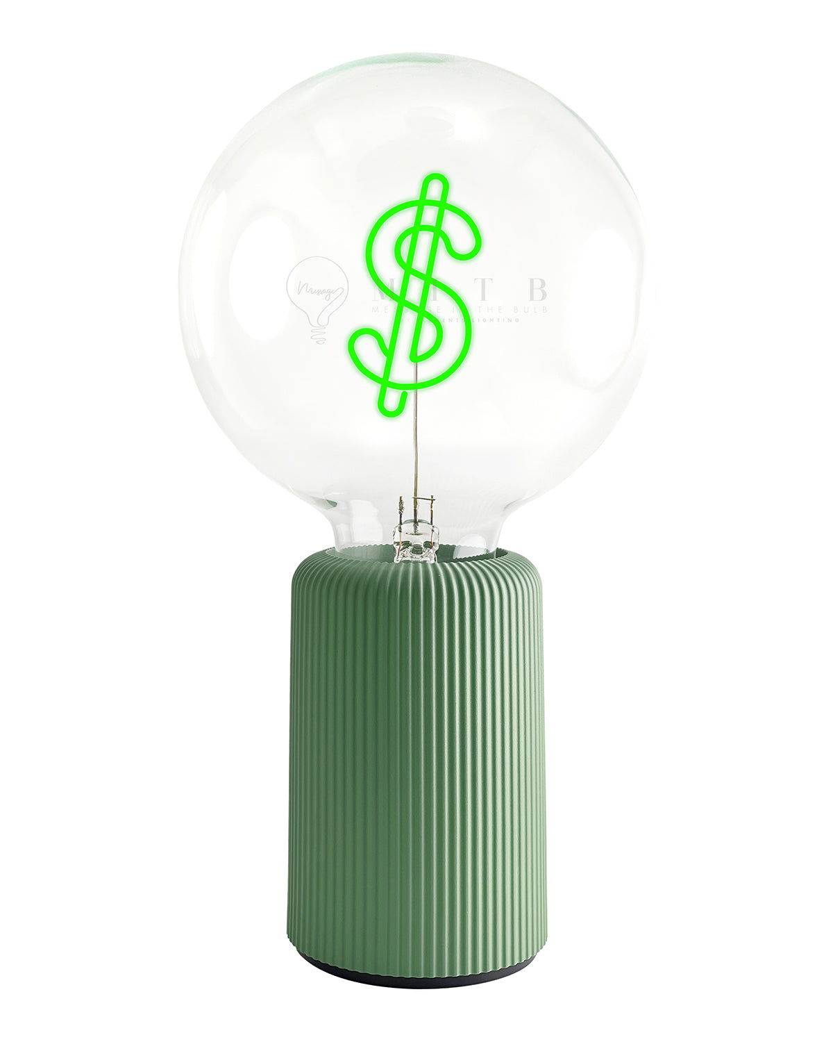 Bulb DOLLAR Green with Base Table Lamp PORTABLE Pop Nomad White