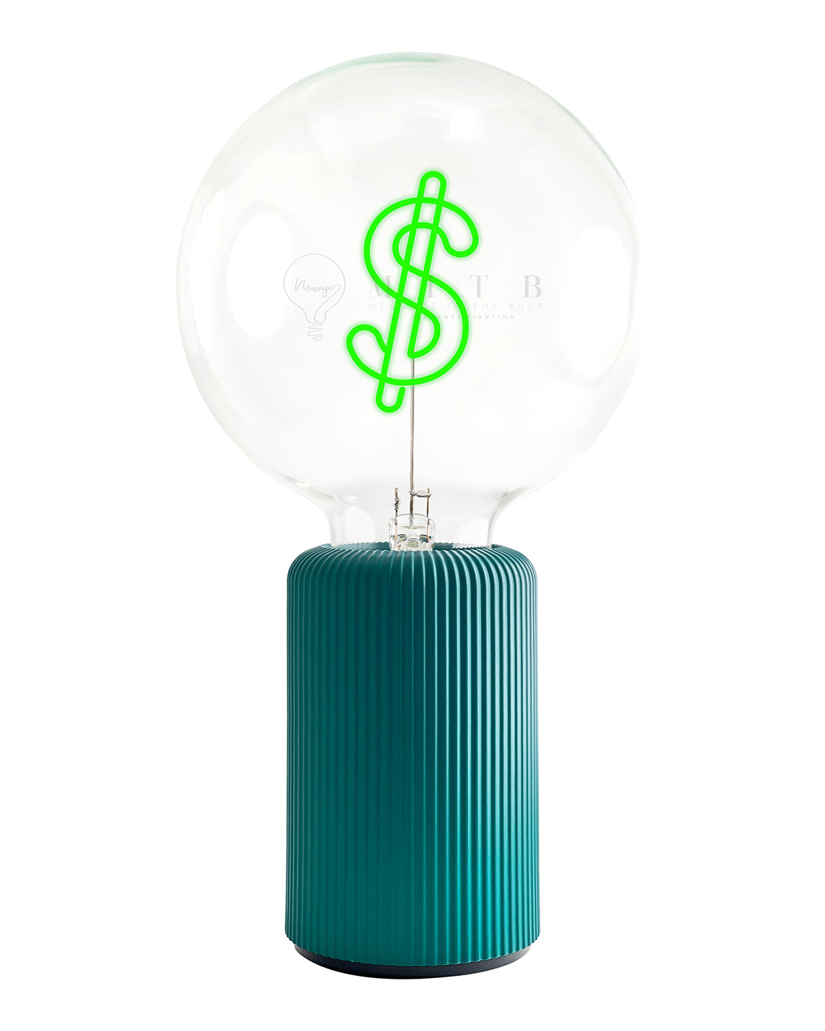 Bulb DOLLAR Green with Base Table Lamp PORTABLE Pop Nomad White