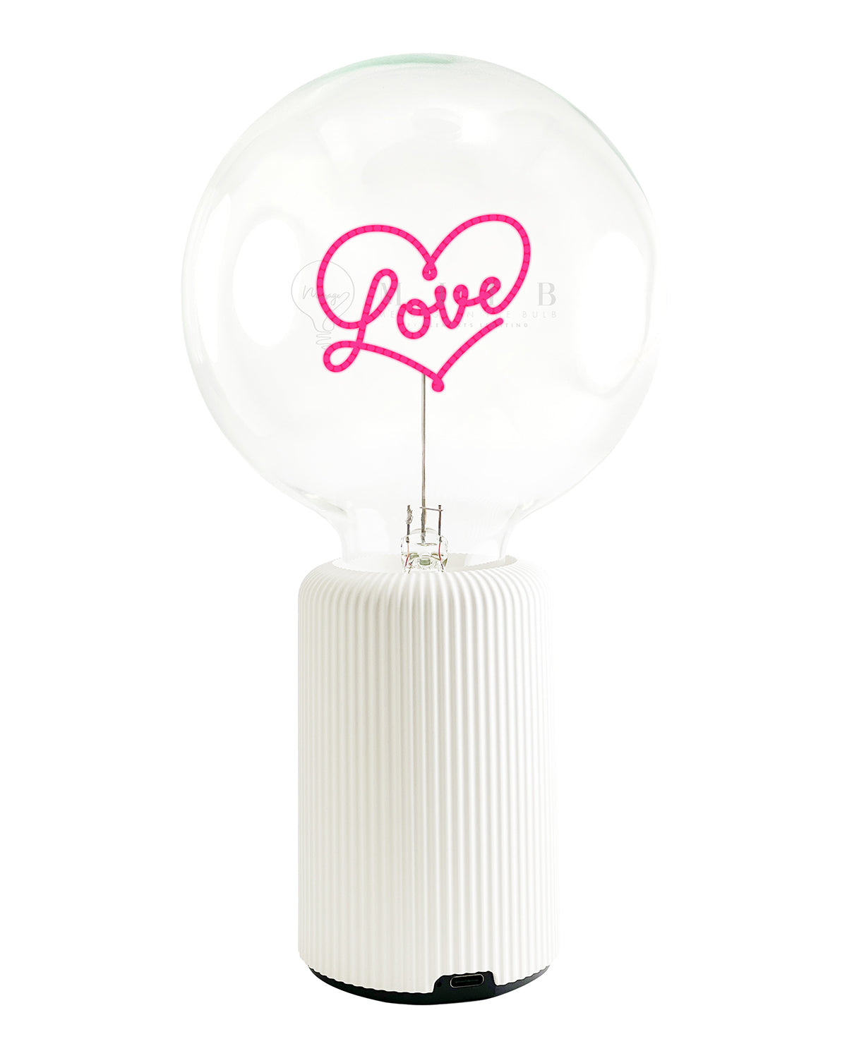 Bulb LOVE Red with Base Table Lamp PORTABLE Pop Nomad Yellow