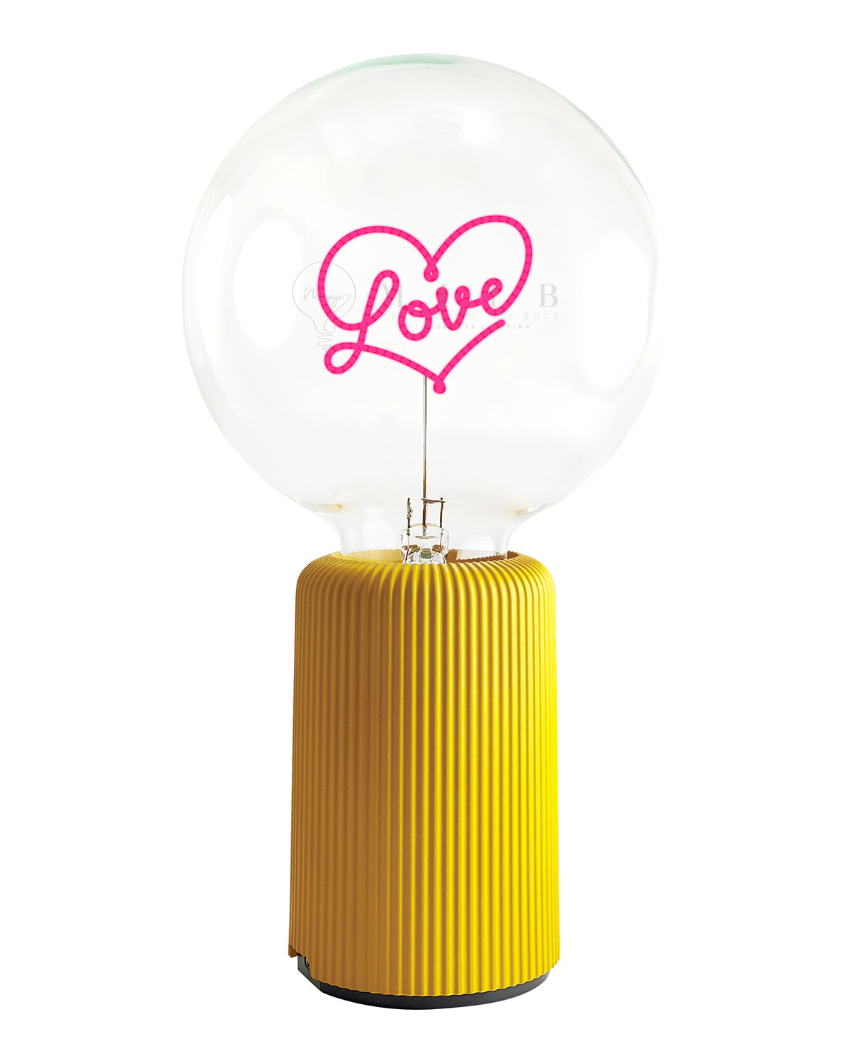 Bulb LOVE Red with Base Table Lamp PORTABLE Pop Nomad Yellow