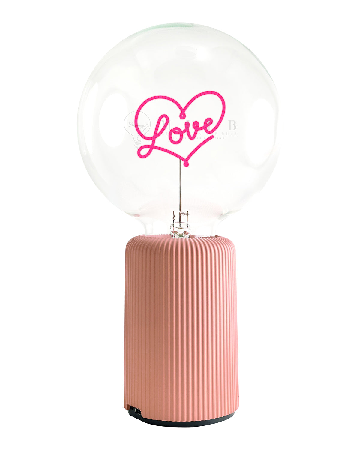 Bulb LOVE Red with Base Table Lamp PORTABLE Pop Nomad Yellow