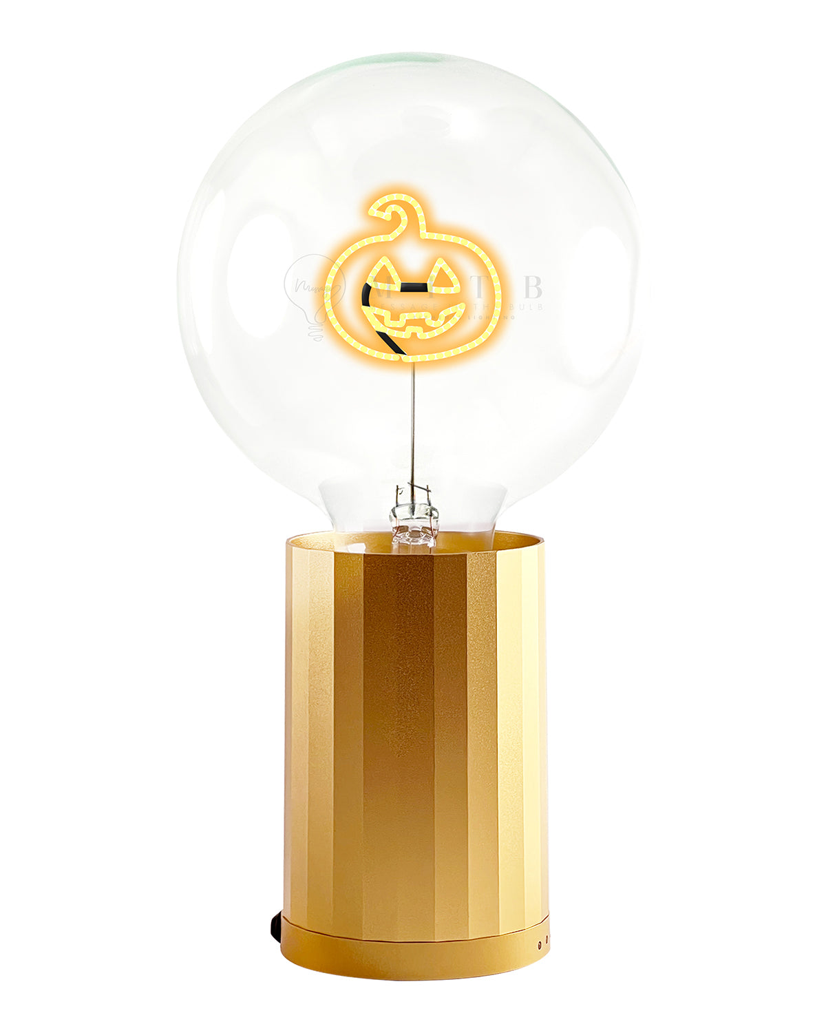 Bulb HALLOWEEN PUMPKIN Amber with Base Table Lamp PORTABLE Rose Gold