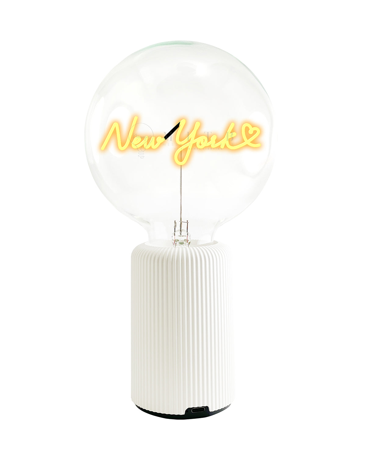 Bulb LOVE NEW YORK  Amber with Base Table Lamp PORTABLE Pop Nomad Olive