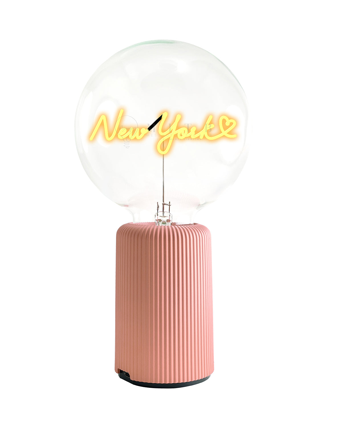 Bulb LOVE NEW YORK  Amber with Base Table Lamp PORTABLE Pop Nomad Olive