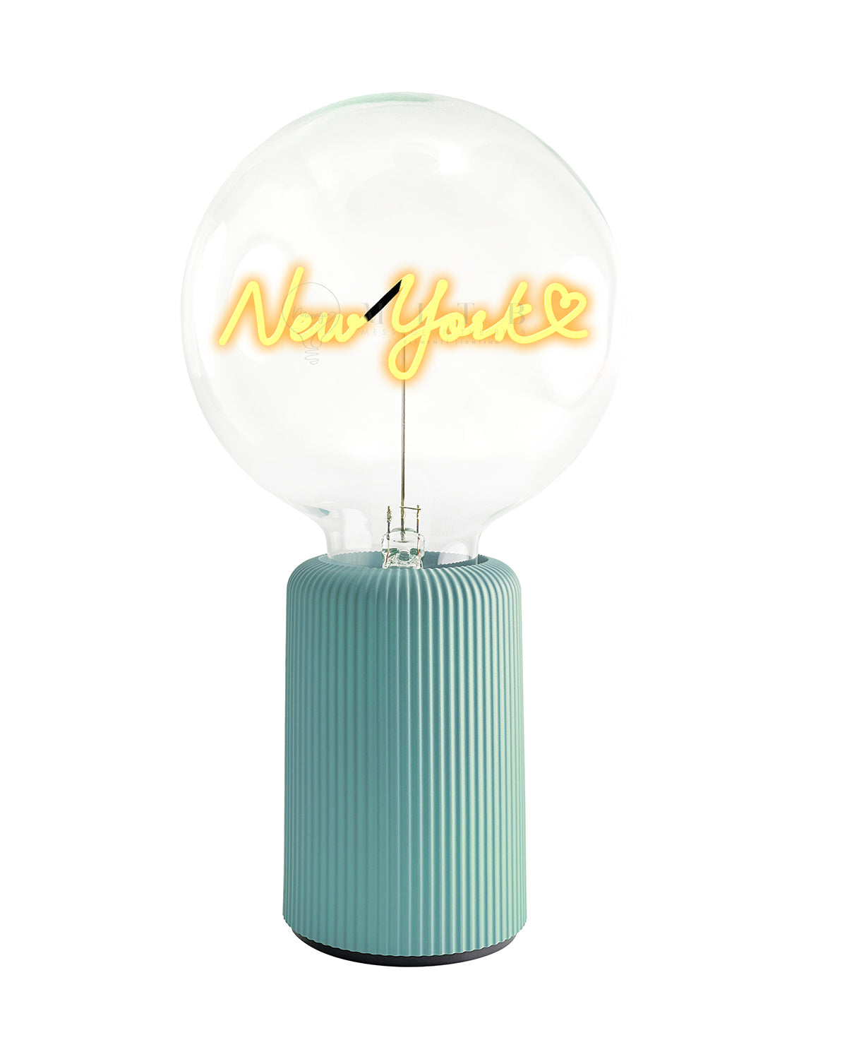 Bulb LOVE NEW YORK  Amber with Base Table Lamp PORTABLE Pop Nomad Olive