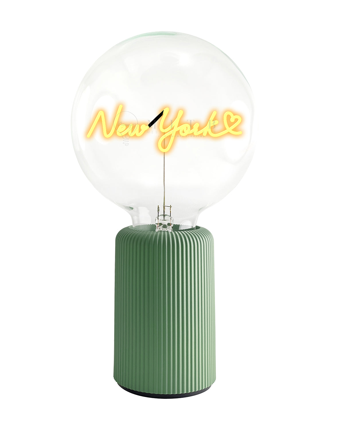 Bulb LOVE NEW YORK  Amber with Base Table Lamp PORTABLE Pop Nomad Olive