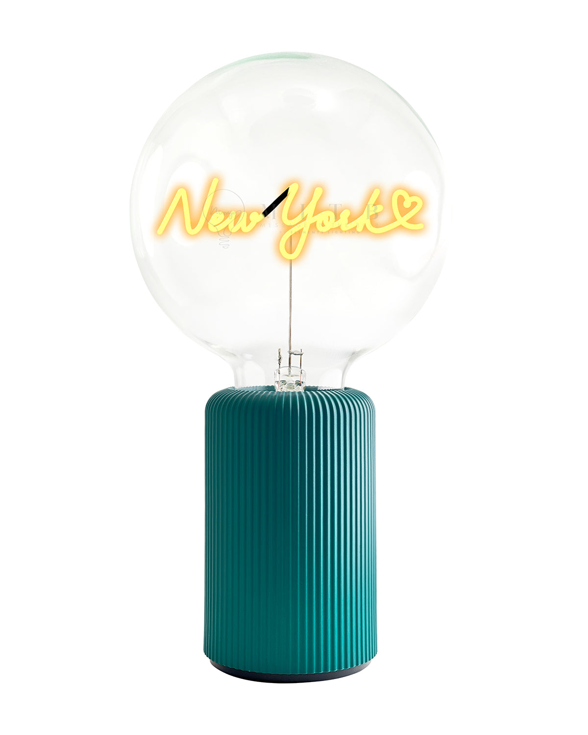 Bulb LOVE NEW YORK  Amber with Base Table Lamp PORTABLE Pop Nomad Olive