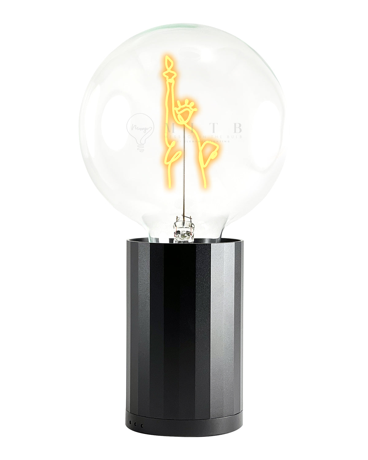 Bulb STATUE OF LIBERTY Amber with Base Table Lamp PORTABLE Black