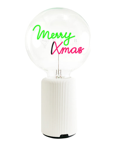 Bulb MERRY XMAS Green/ Red with Base Table Lamp PORTABLE Pop Nomad