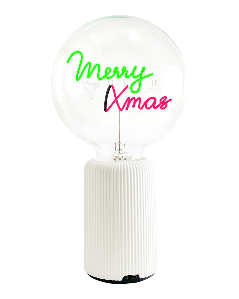Bulb MERRY XMAS Green/ Red with Base Table Lamp PORTABLE Pop Nomad