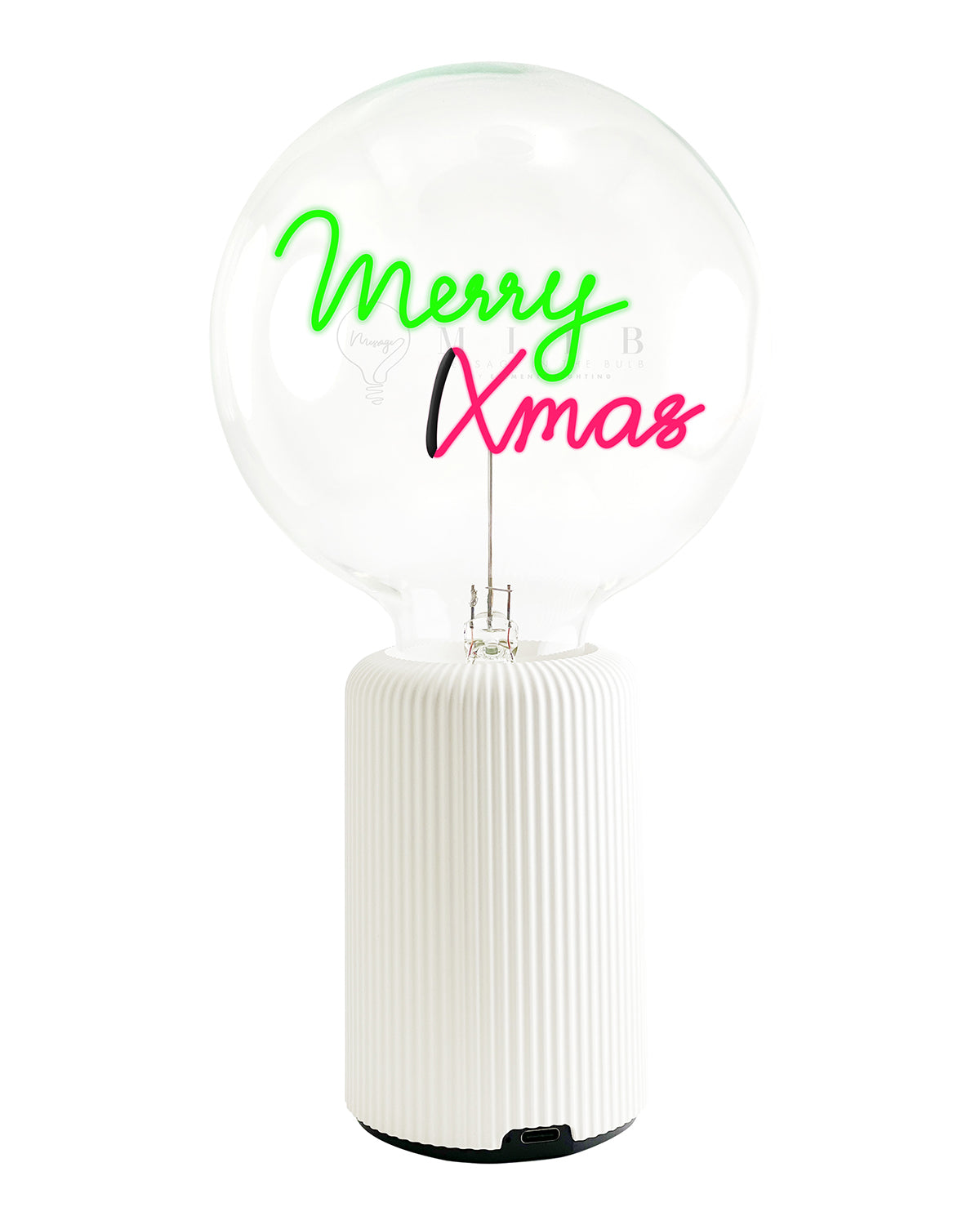 Bulb MERRY XMAS Green/ Red with Base Table Lamp PORTABLE Pop Nomad Pink