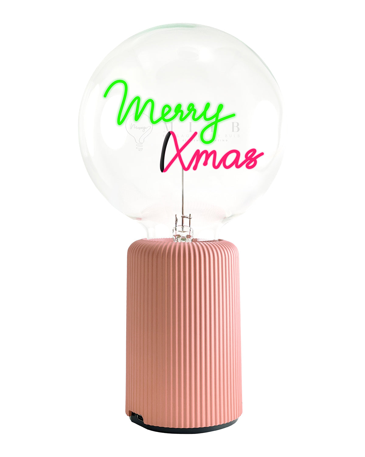 Bulb MERRY XMAS Green/ Red with Base Table Lamp PORTABLE Pop Nomad Pink