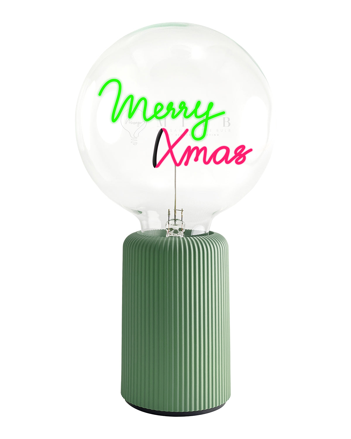 Bulb MERRY XMAS Green/ Red with Base Table Lamp PORTABLE Pop Nomad