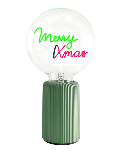 Bulb MERRY XMAS Green/ Red with Base Table Lamp PORTABLE Pop Nomad