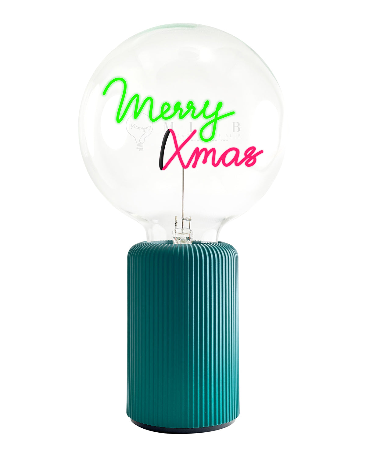 Bulb MERRY XMAS Green/ Red with Base Table Lamp PORTABLE Pop Nomad Emerald