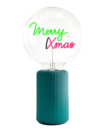Bulb MERRY XMAS Green/ Red with Base Table Lamp PORTABLE Pop Nomad