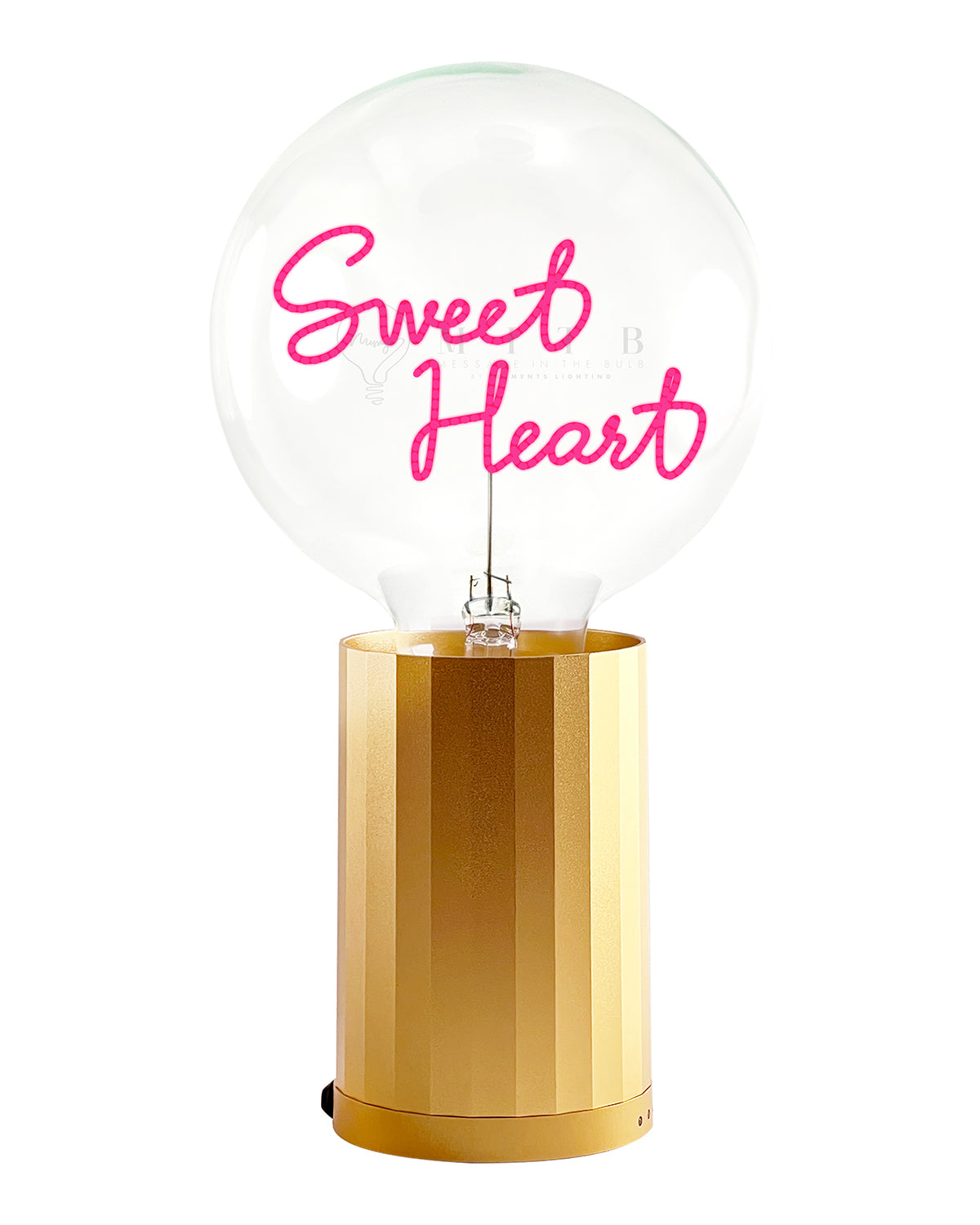 Bulb SWEET HEART Red with Base Table Lamp PORTABLE Rose Gold