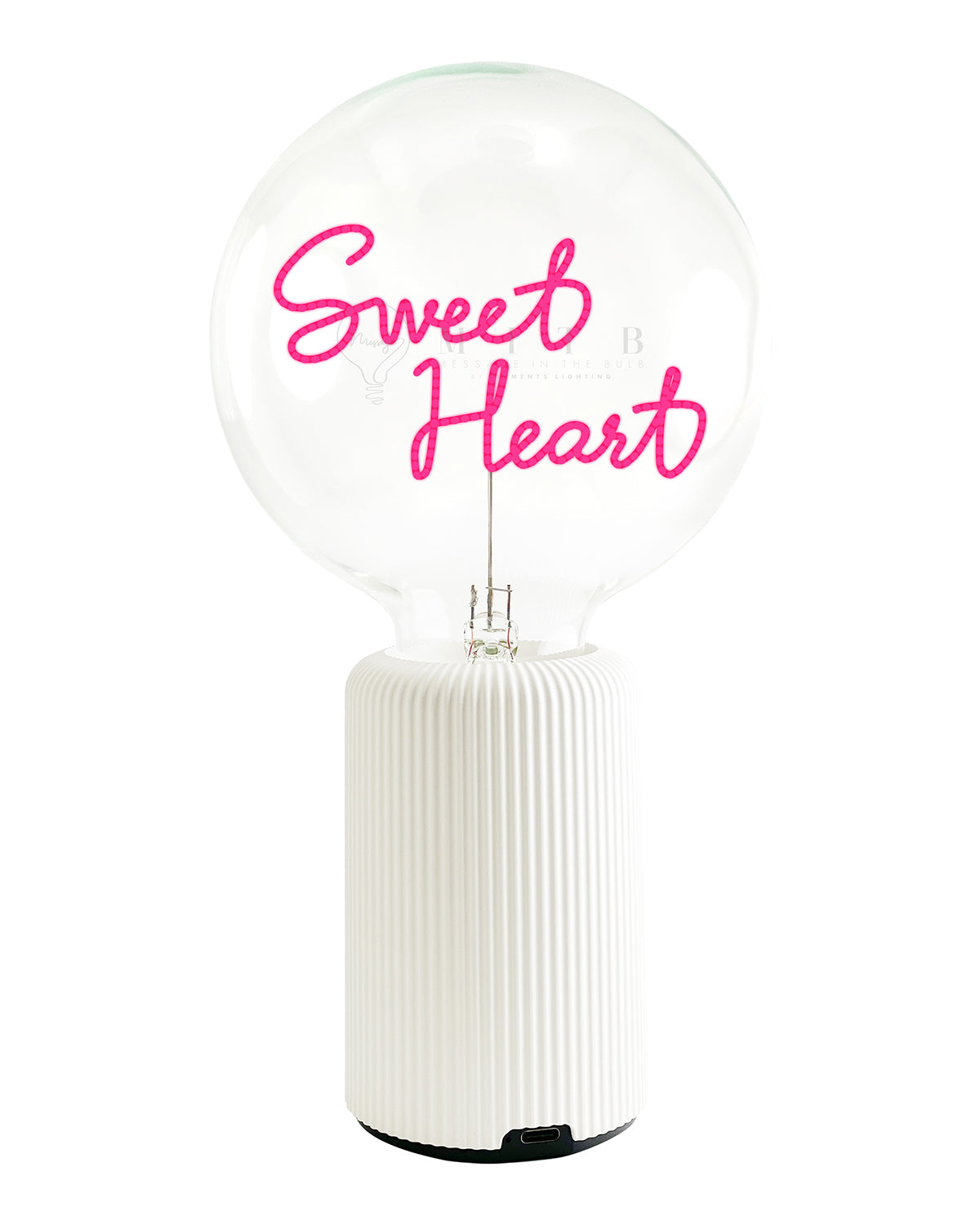 Bulb SWEET HEART Red with Base Table Lamp PORTABLE Pop Nomad White