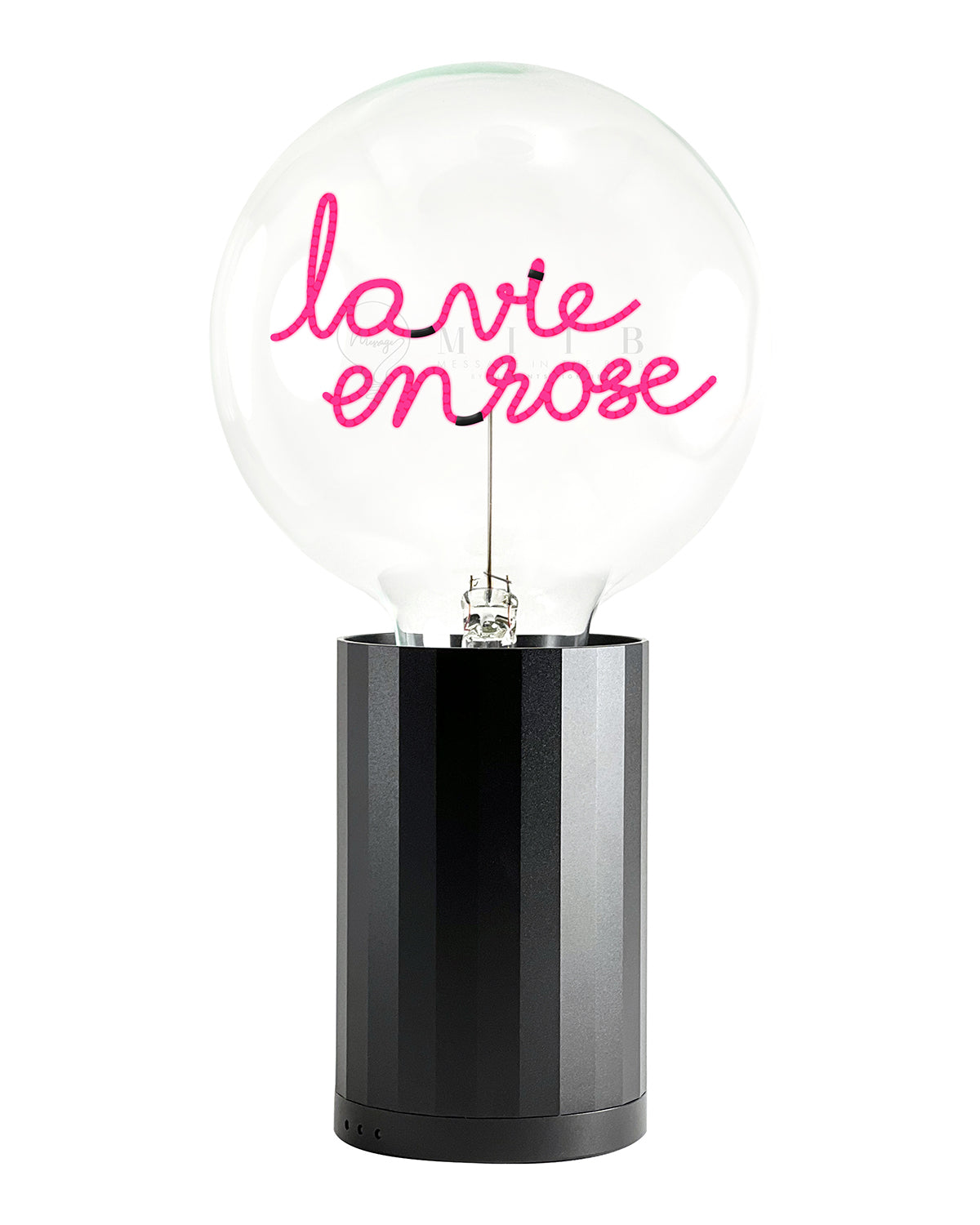 Bulb LA VIE EN ROSE Red with Base Table Lamp PORTABLE Black