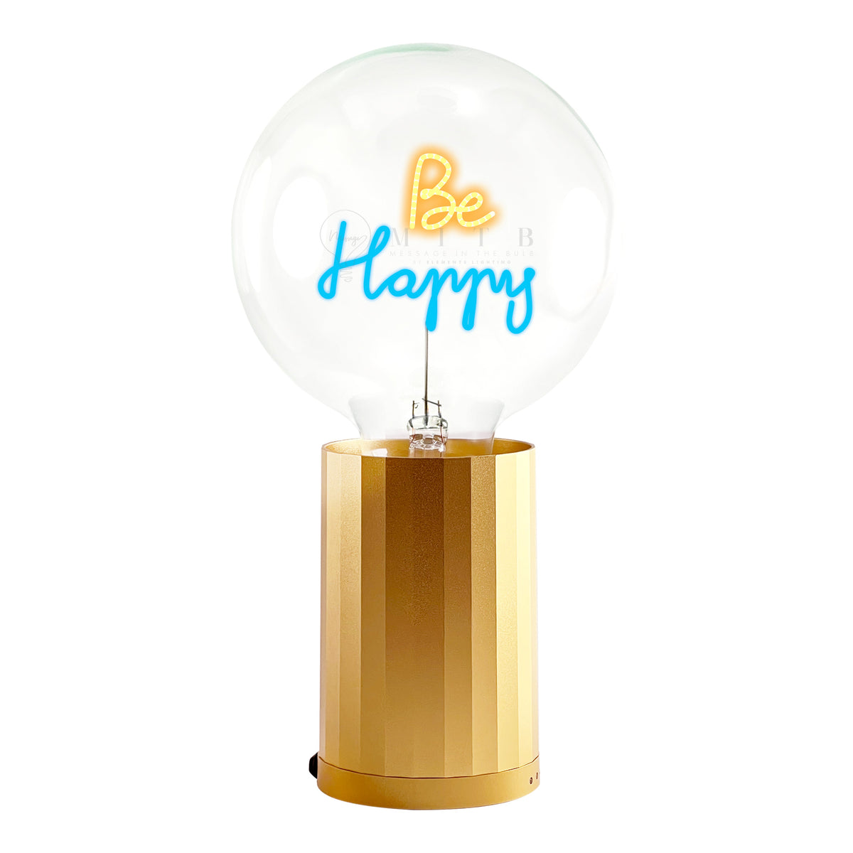 Bulb BE HAPPY Amber/ Blue with Base Table Lamp PORTABLE Black