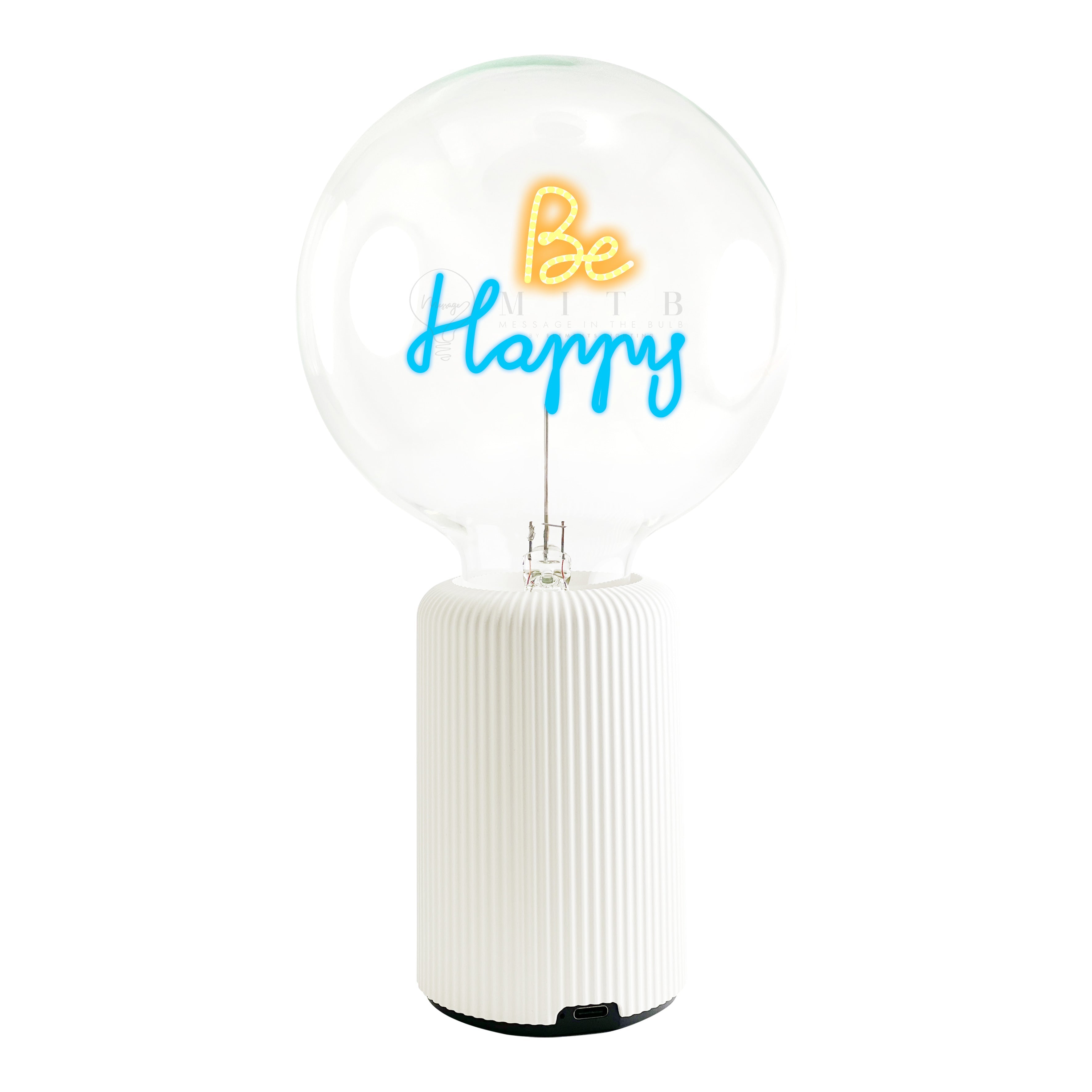 Bulb BE HAPPY Amber/ Blue with Base Table Lamp PORTABLE Pop Nomad Yellow