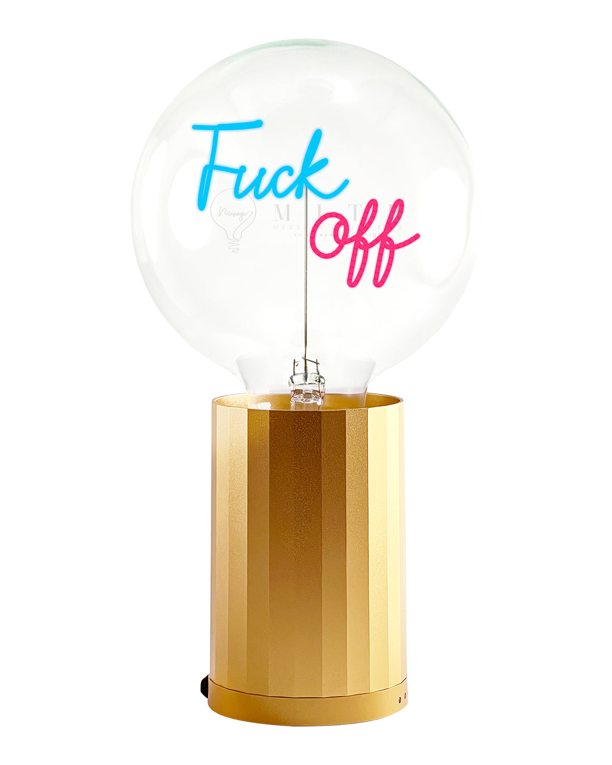 Bulb FUCK OFF Blue/ Red with Base Table Lamp PORTABLE Black