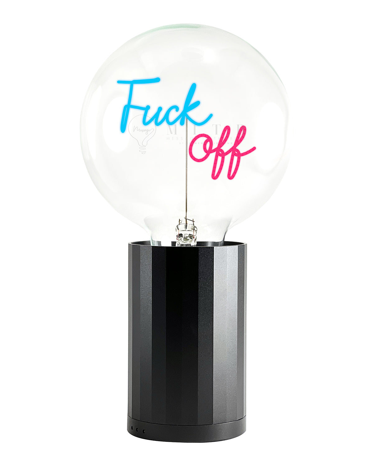 Bulb FUCK OFF Blue/ Red with Base Table Lamp PORTABLE Black