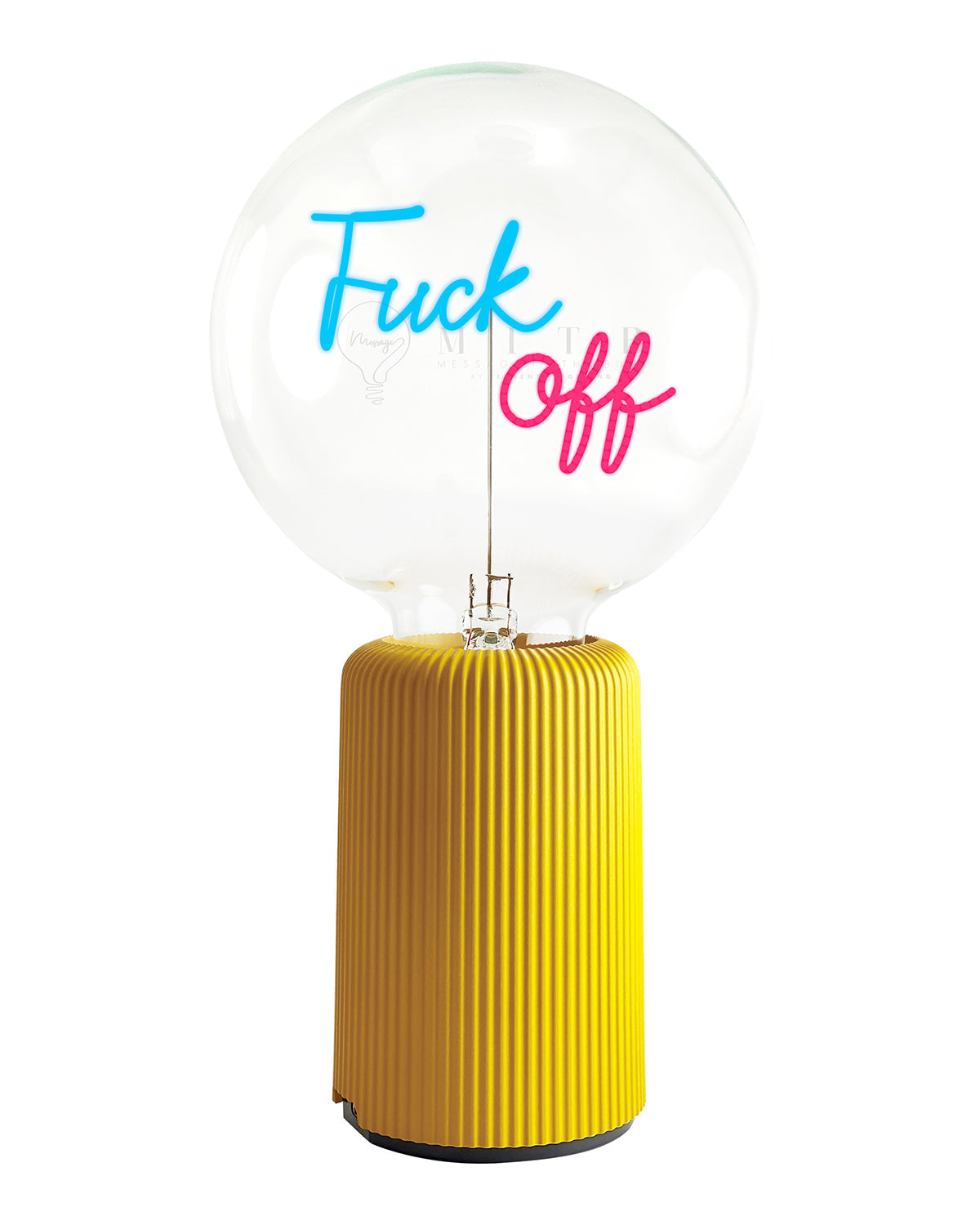 Bulb FUCK OFF Blue/ Red with Base Table Lamp PORTABLE Pop Nomad White