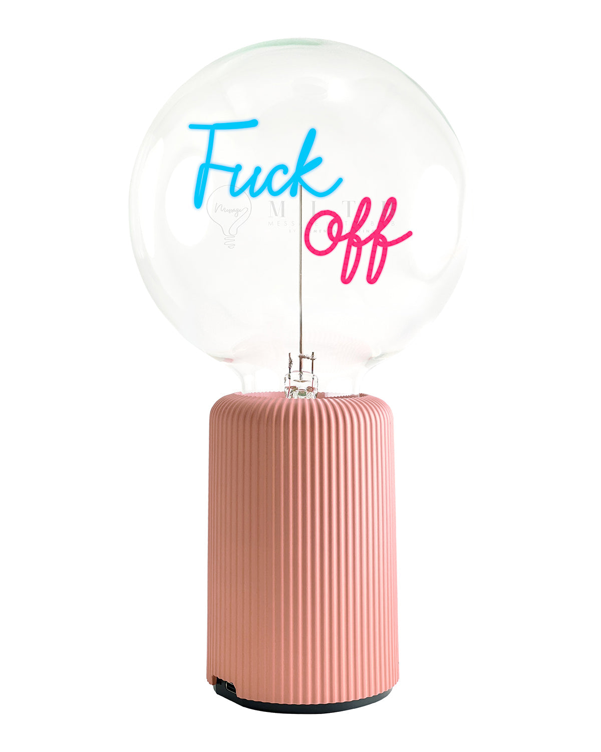 Bulb FUCK OFF Blue/ Red with Base Table Lamp PORTABLE Pop Nomad Pink