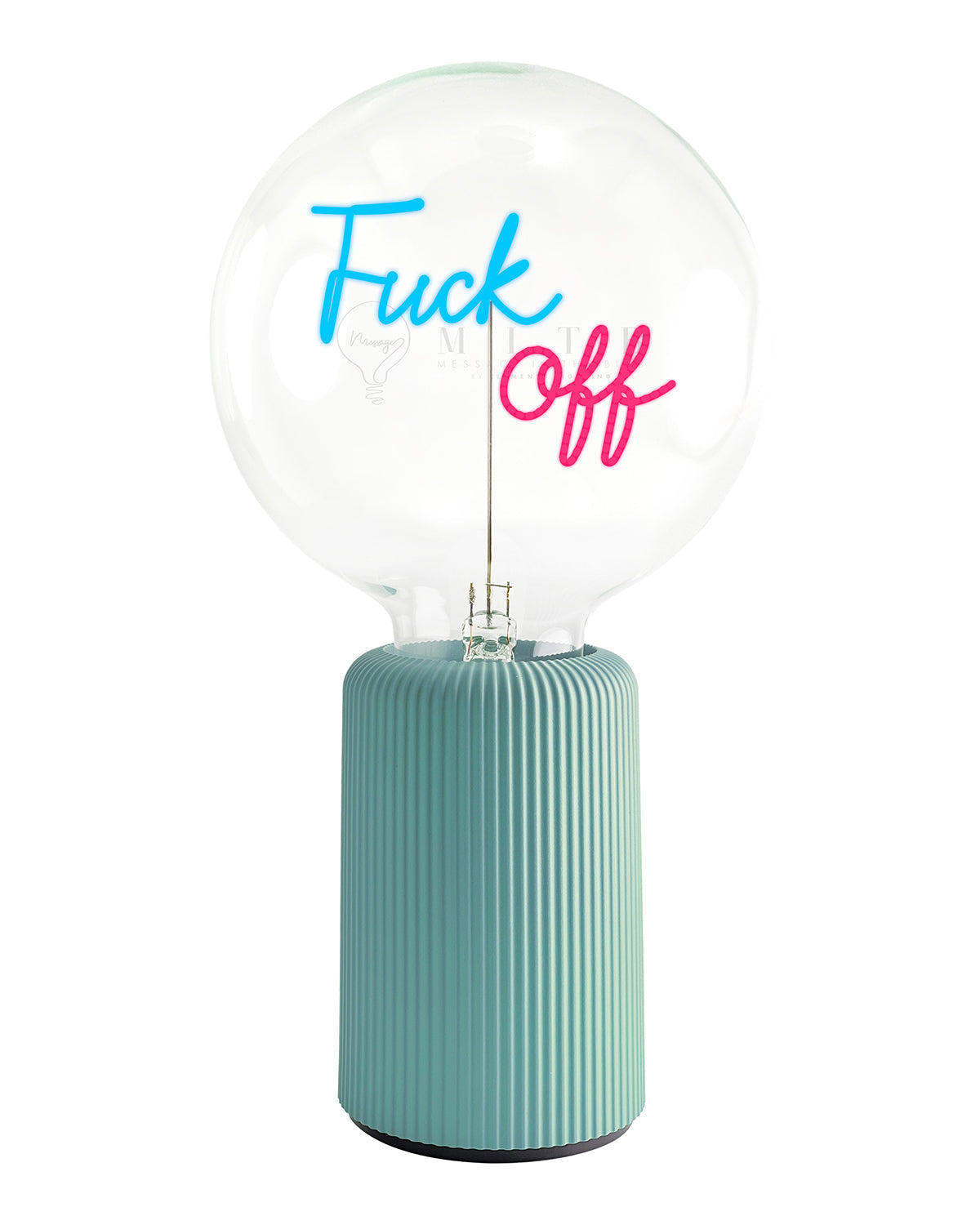 Bulb FUCK OFF Blue/ Red with Base Table Lamp PORTABLE Pop Nomad Pink