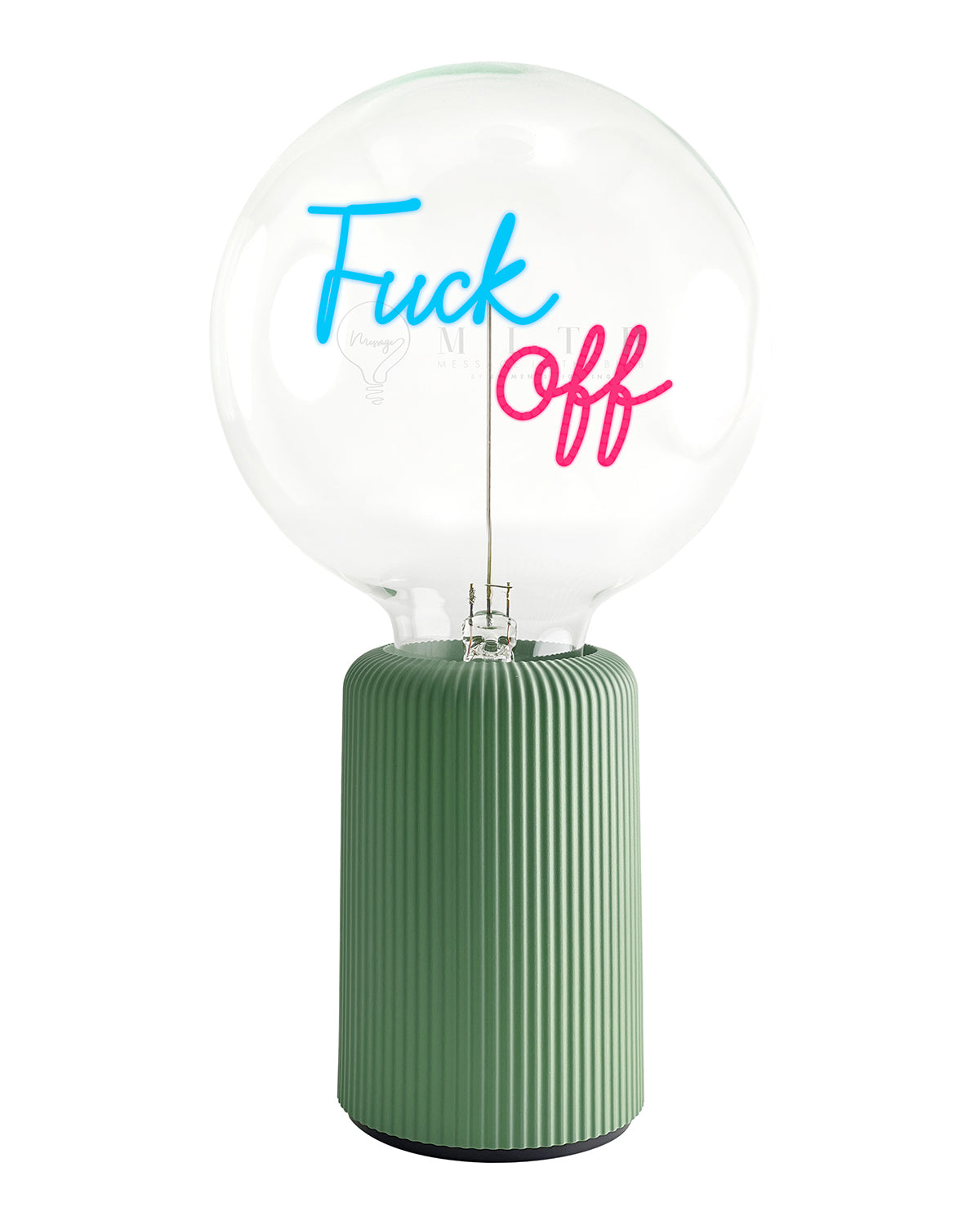 Bulb FUCK OFF Blue/ Red with Base Table Lamp PORTABLE Pop Nomad Pink