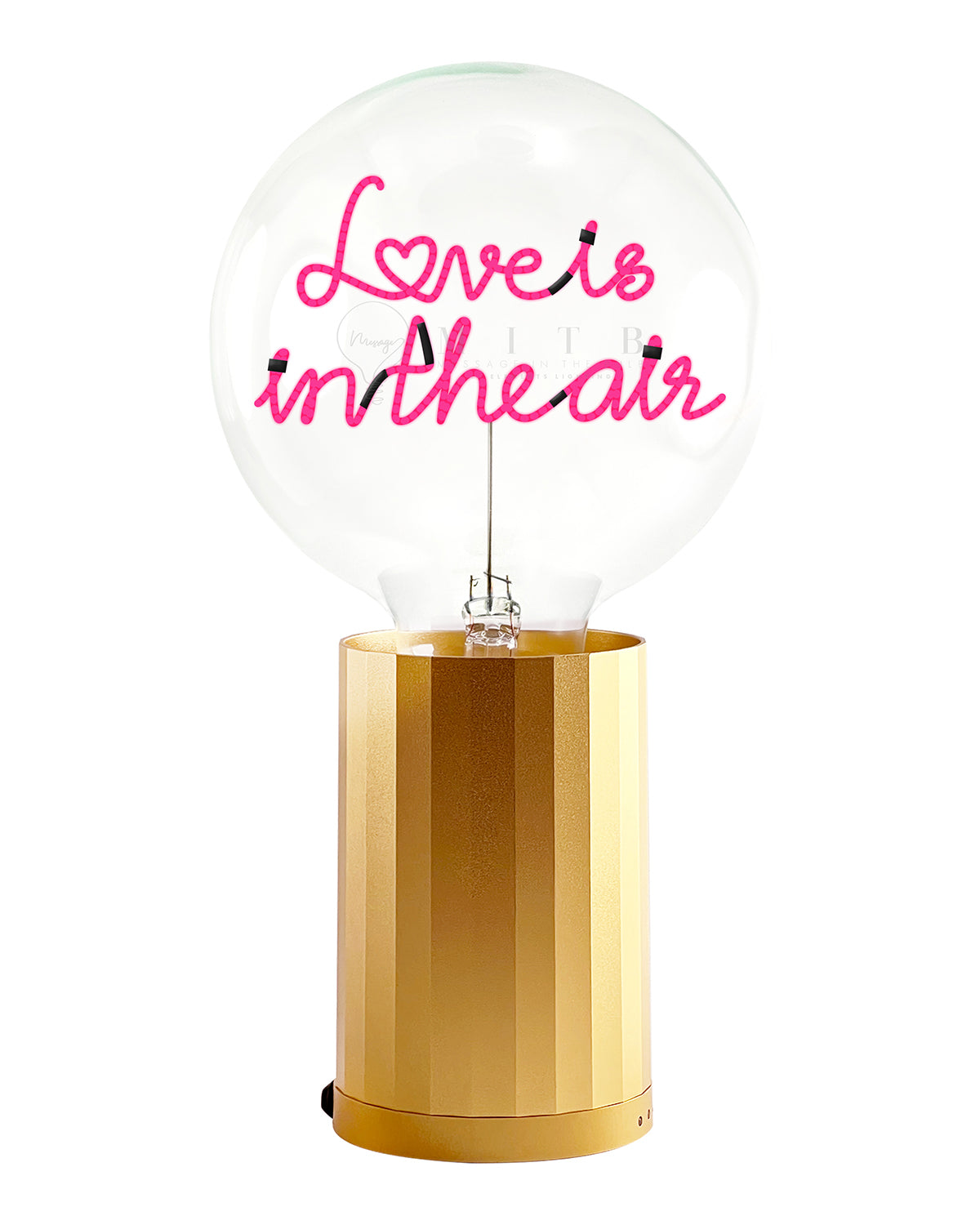 Bulb LOVE IS IN THE AIR Red with Base Table Lamp PORTABLE Black