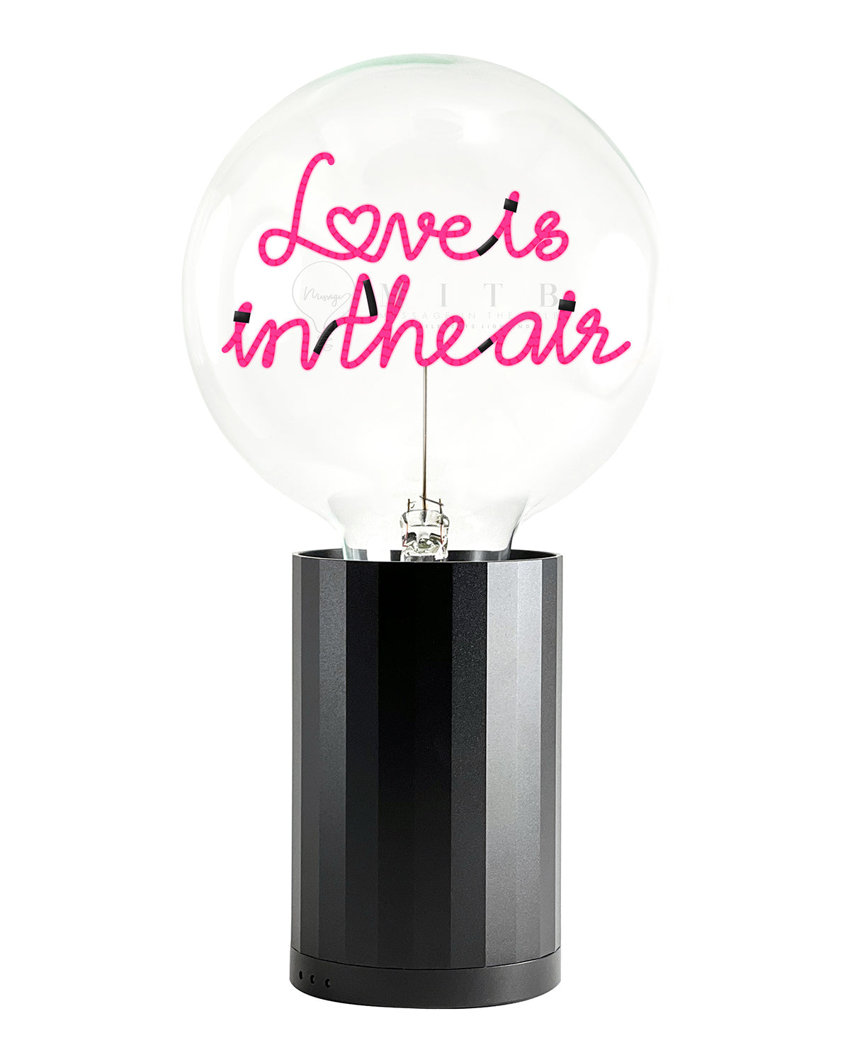 Bulb LOVE IS IN THE AIR Red with Base Table Lamp PORTABLE Black