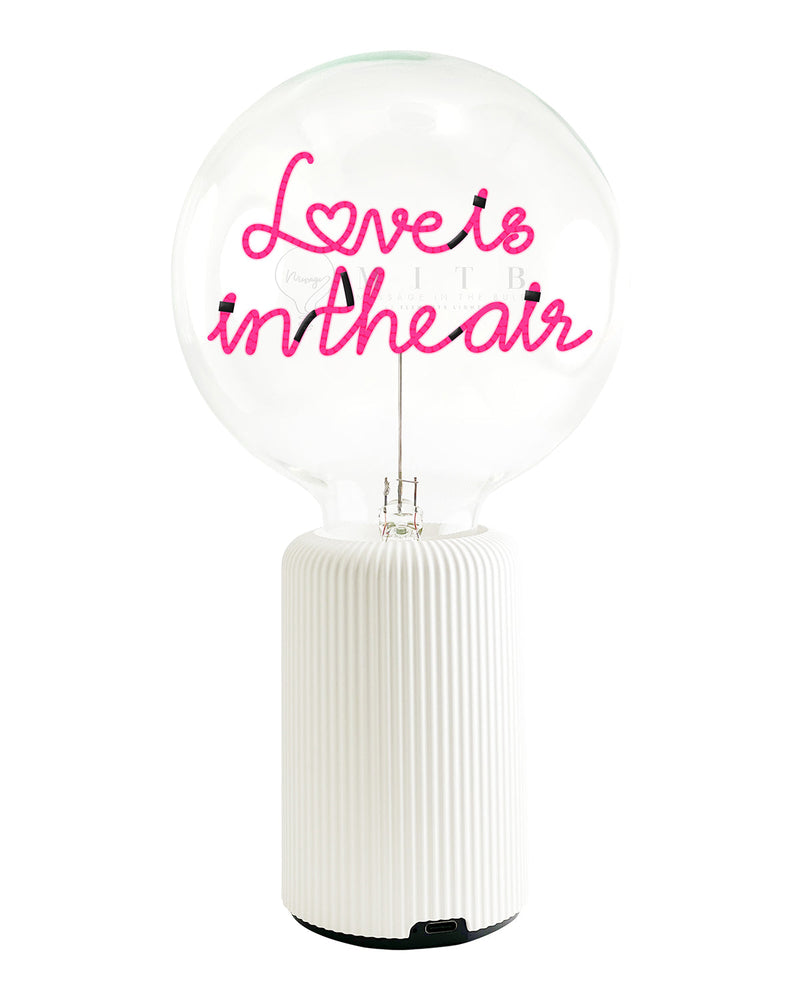 Bulb LOVE IS IN THE AIR Red with Base Table Lamp PORTABLE Pop Nomad