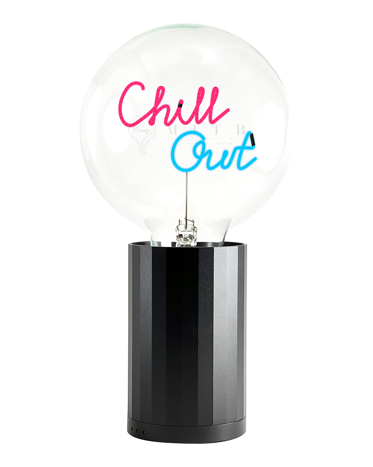 Bulb CHILL OUT Red/ Blue with Base Table Lamp PORTABLE Black
