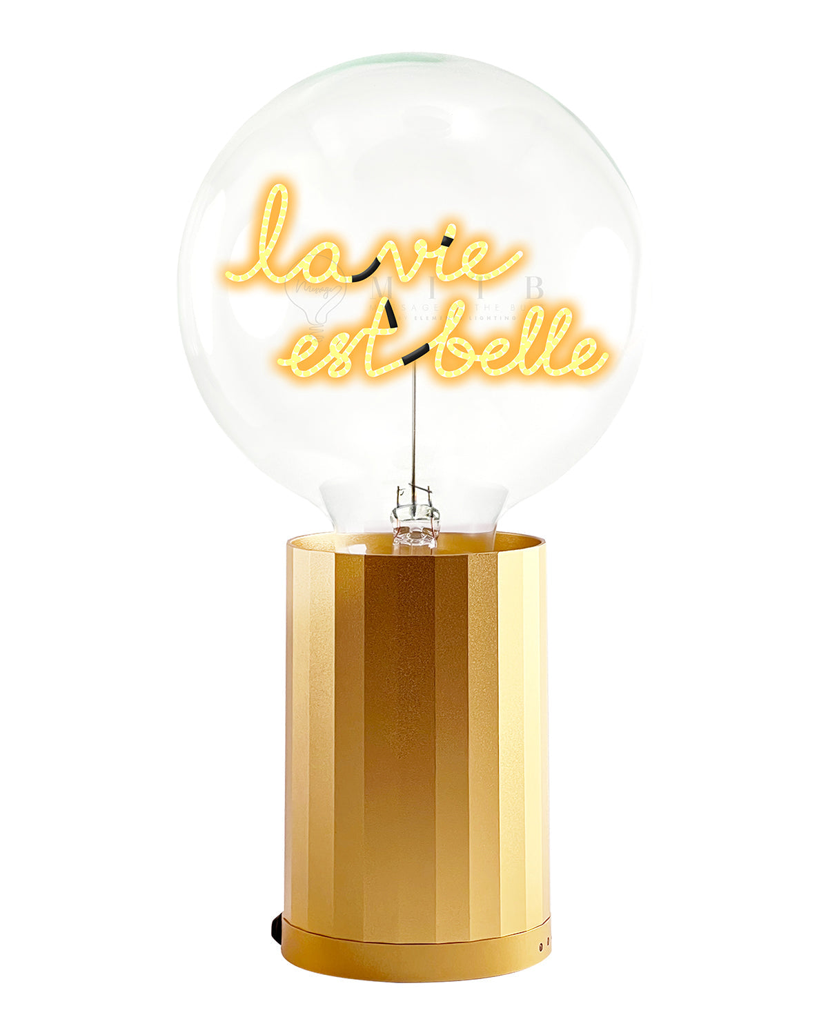 Bulb LA VIE EST BELLE Amber with Base Table Lamp PORTABLE Black