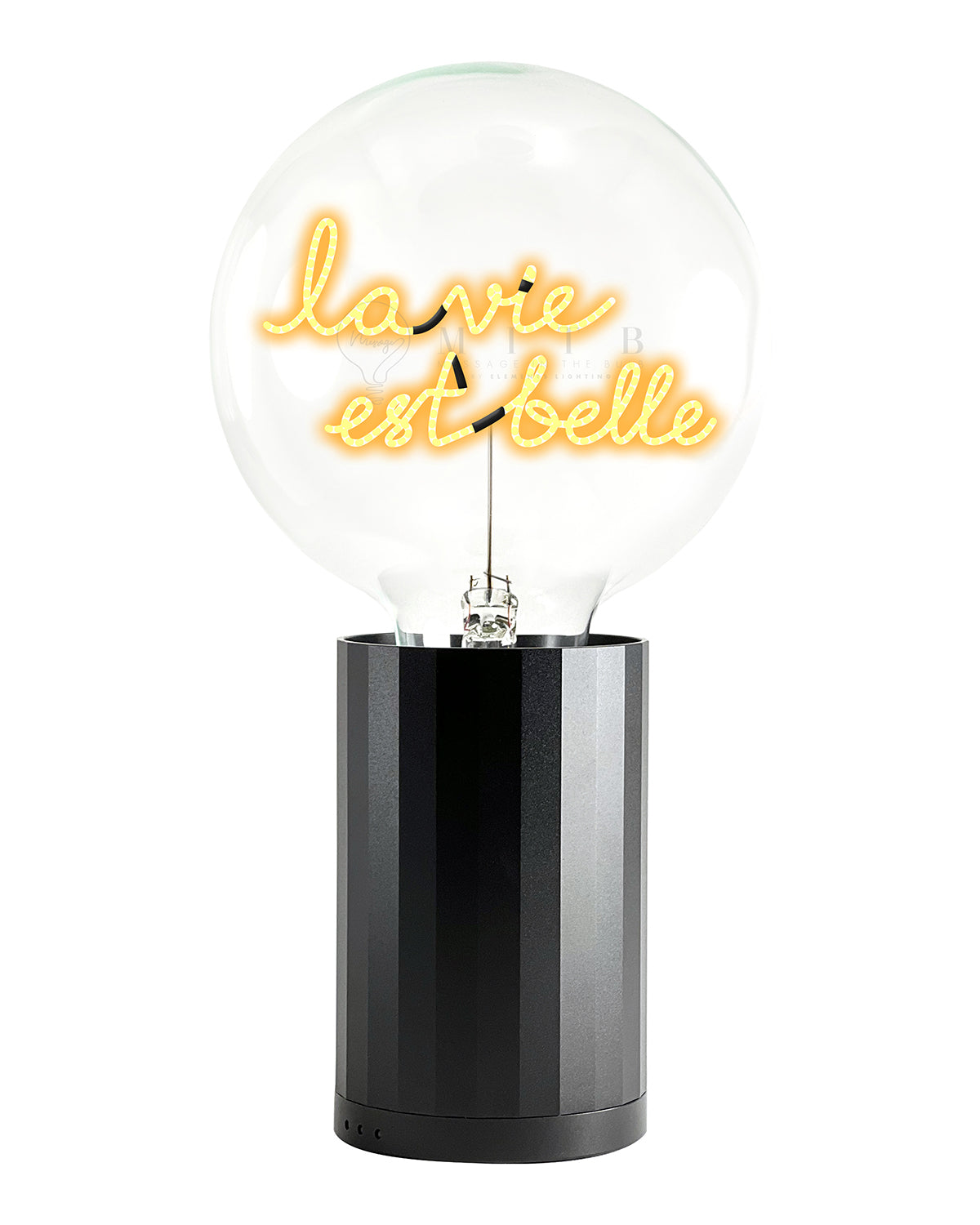 Bulb LA VIE EST BELLE Amber with Base Table Lamp PORTABLE Black