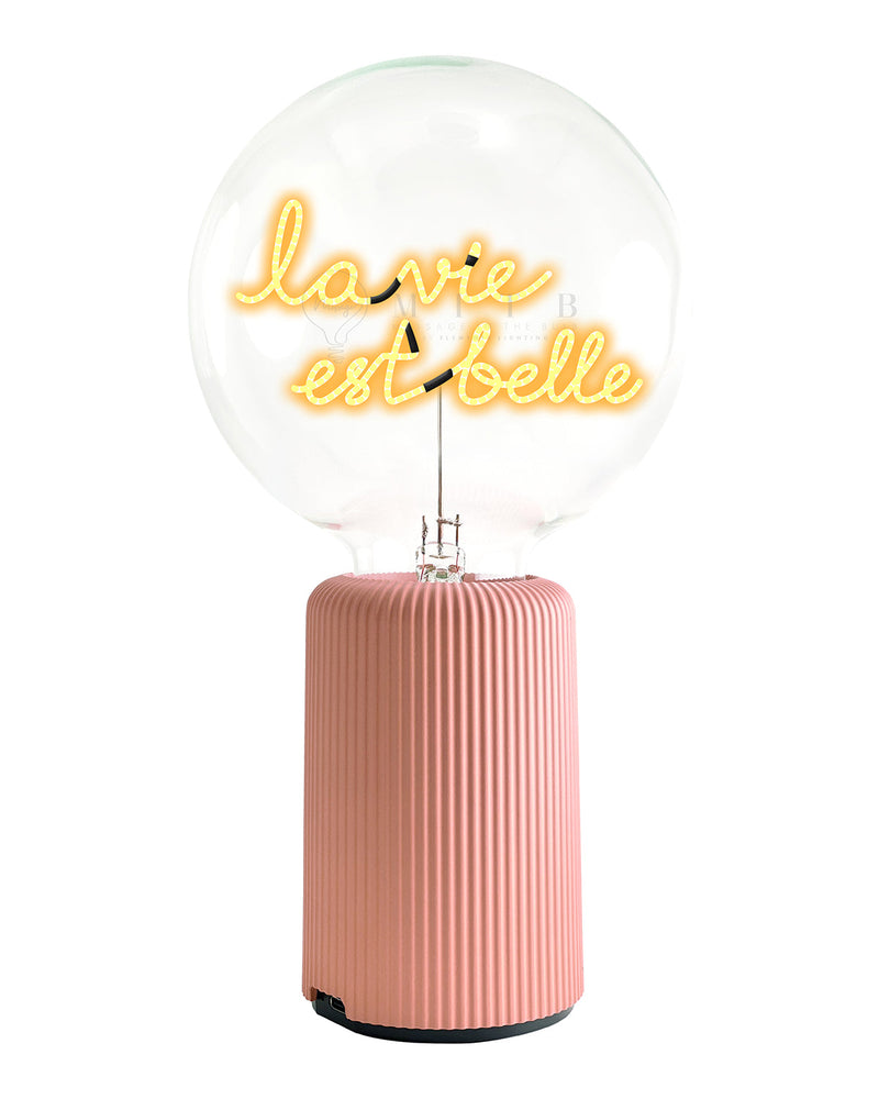 Bulb LA VIE EST BELLE Amber with Base Table Lamp PORTABLE Pop Nomad