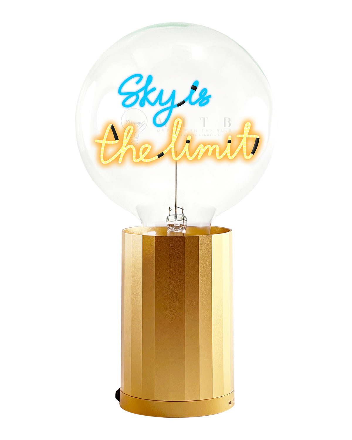 Bulb SKY IS THE LIMIT Blue/ Amber with Base Table Lamp PORTABLE Rose Gold
