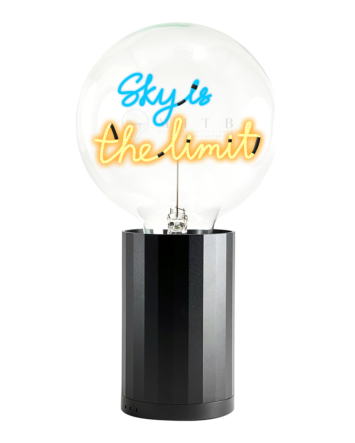 Bulb SKY IS THE LIMIT Blue/ Amber with Base Table Lamp PORTABLE Rose Gold