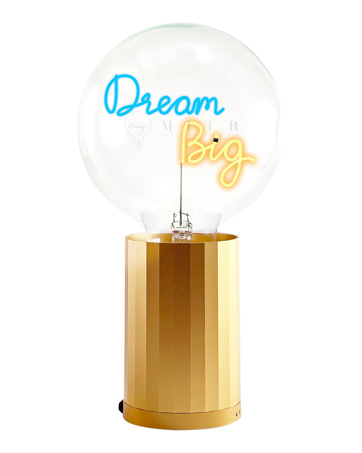 Bulb DREAM BIG Blue/ Amber with Base Table Lamp PORTABLE Black