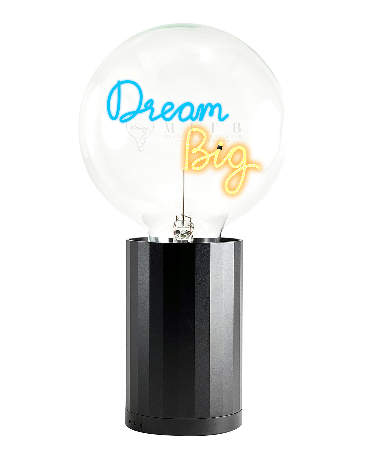 Bulb DREAM BIG Blue/ Amber with Base Table Lamp PORTABLE Black